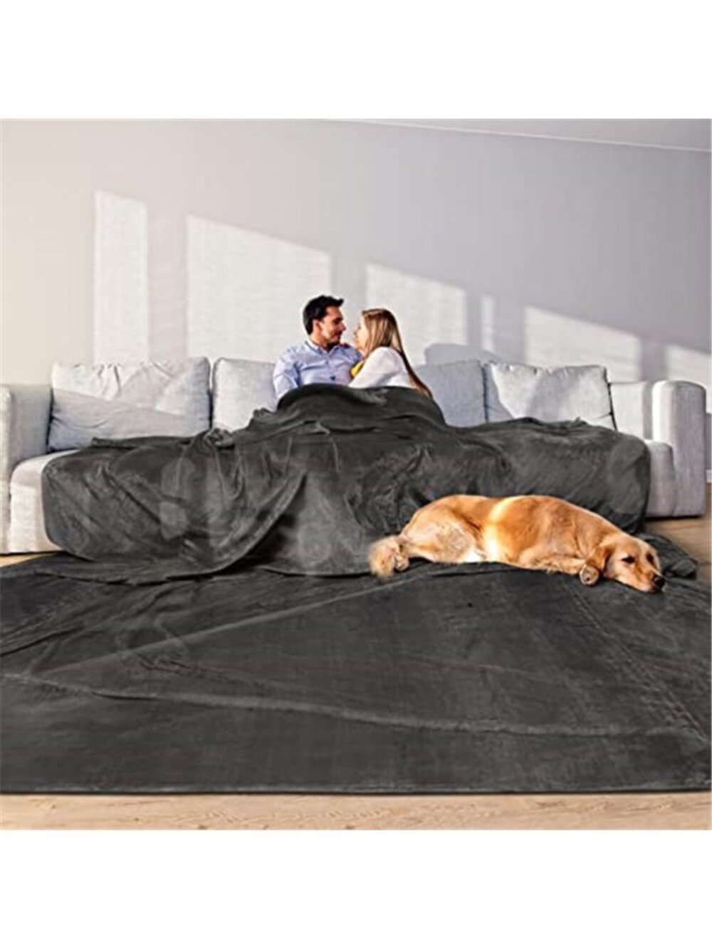 Oversized King Fleece Blanket Extra Large Flannel Throw Soft Warm Dark Gray